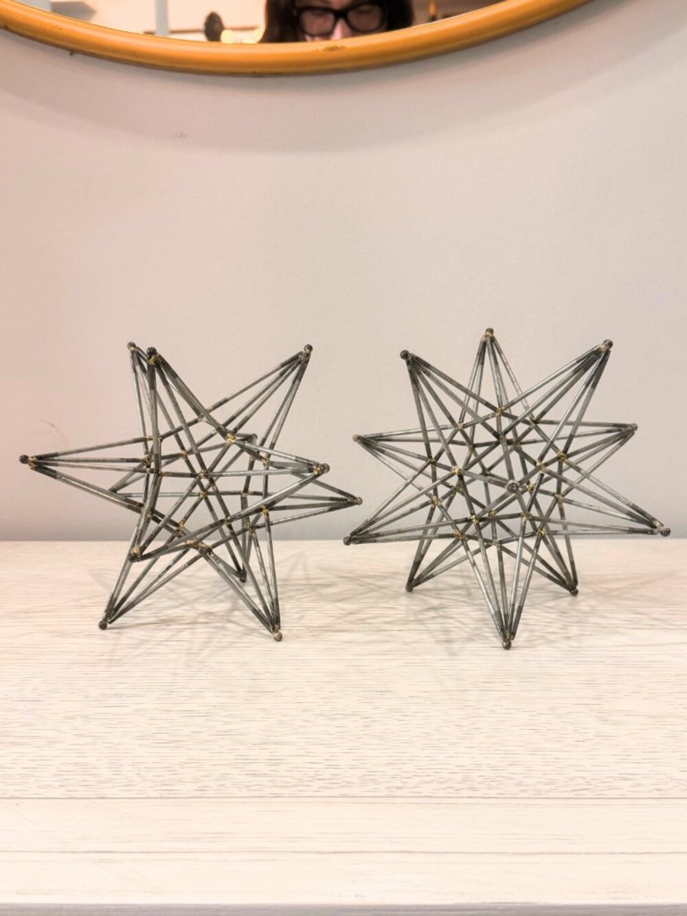 Set of Metal Art Geometric 11 Point Atomic Star 3D Sculpture Home Décor Table